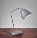 Cute Lamps - 6.25" X 11-12.75" X 16-21" Grey Metal Desk Lamp