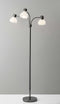 Cute Lamps - 30" X 30" X 69" Black Metal 3-Arm Floor Lamp