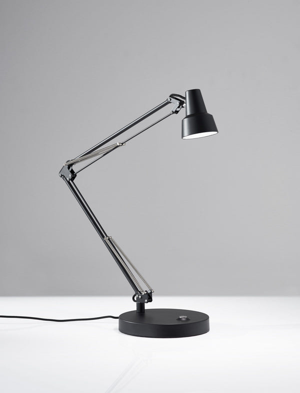 Cute Lamps - 6.75" X 13"-22"  X 16"-26" Black Metal LED Desk Lamp