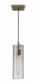 Rustic Pendant Lighting - 4.25" X 4.25" X 13.75" Brass Metal Pendant