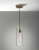 Rustic Pendant Lighting - 4.25" X 4.25" X 13.75" Brass Metal Pendant