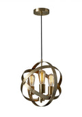Rustic Pendant Lighting - 13.5" X 13.5" X 13.5" Brass Metal Pendant