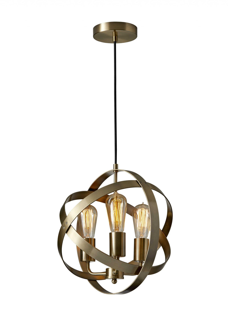 Rustic Pendant Lighting - 13.5" X 13.5" X 13.5" Brass Metal Pendant