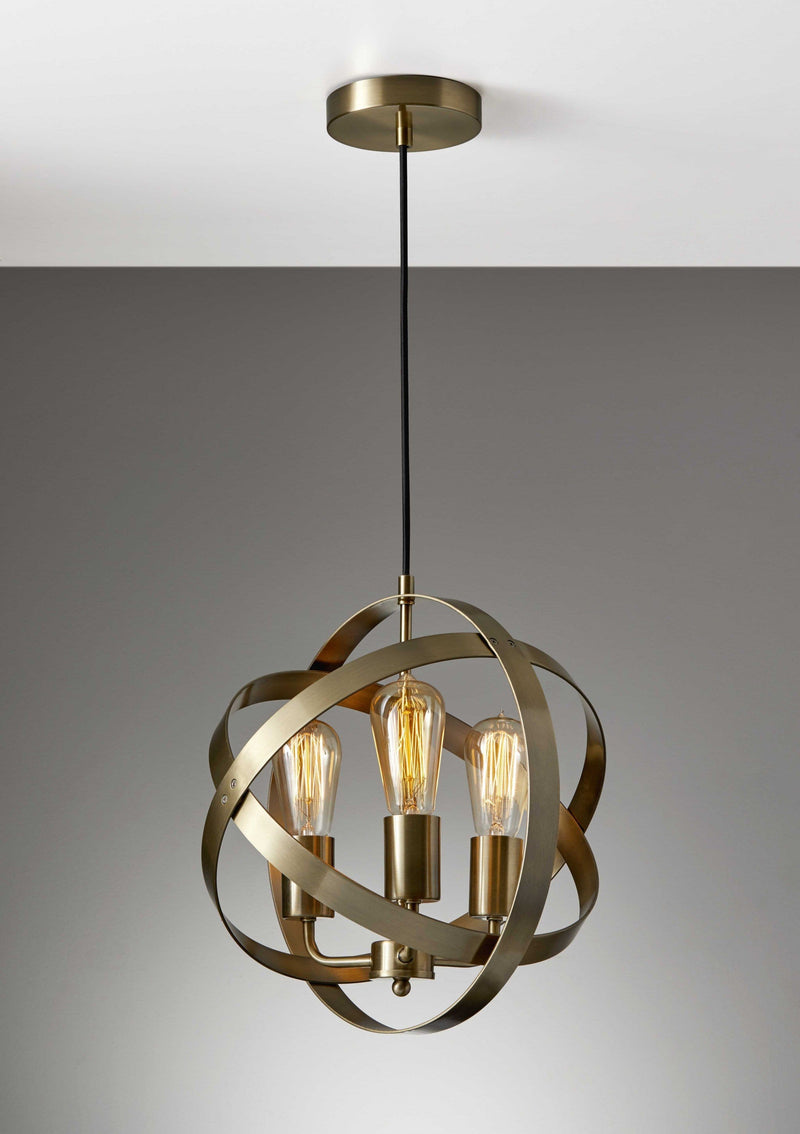 Rustic Pendant Lighting - 13.5" X 13.5" X 13.5" Brass Metal Pendant