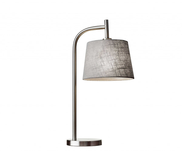 Cool Table Lamps - 10" X 12"  X 25" Brushed Steel Metal Table Lamp