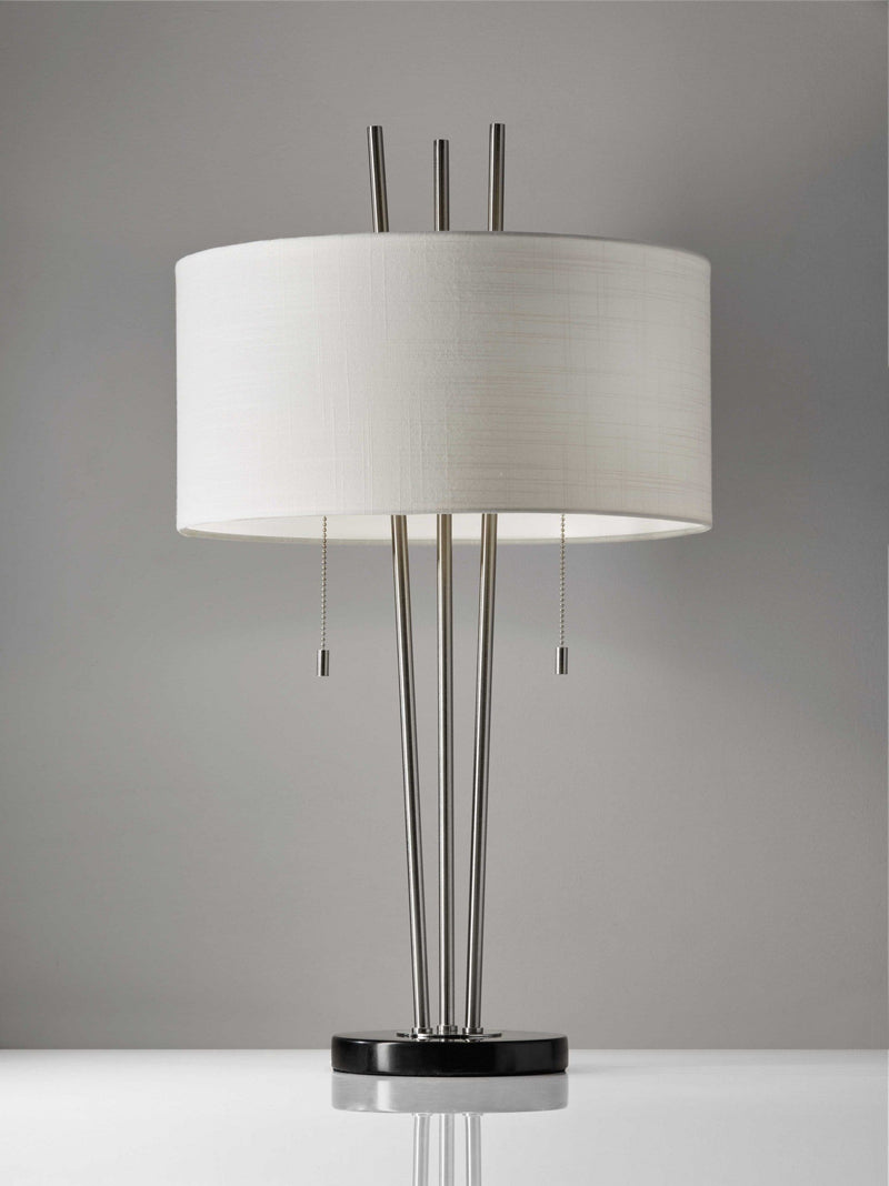 Cool Table Lamps - 16" X 16" X 28" Brushed Steel Metal Table Lamp