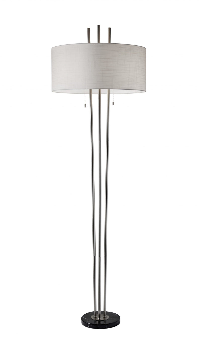 Kitchen Lamps - 22" X 22" X 71" Brushed Steel Metal Floor Lamp
