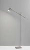 Room Lamp - 6.5" X 22.5- 30.5" X 58"- 63" Brushed Steel Metal LED Floor Lamp