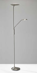 Torchiere Lamp - 21.5"  X 10" X 70.5" Brushed steel Metal LED Combo Torchiere