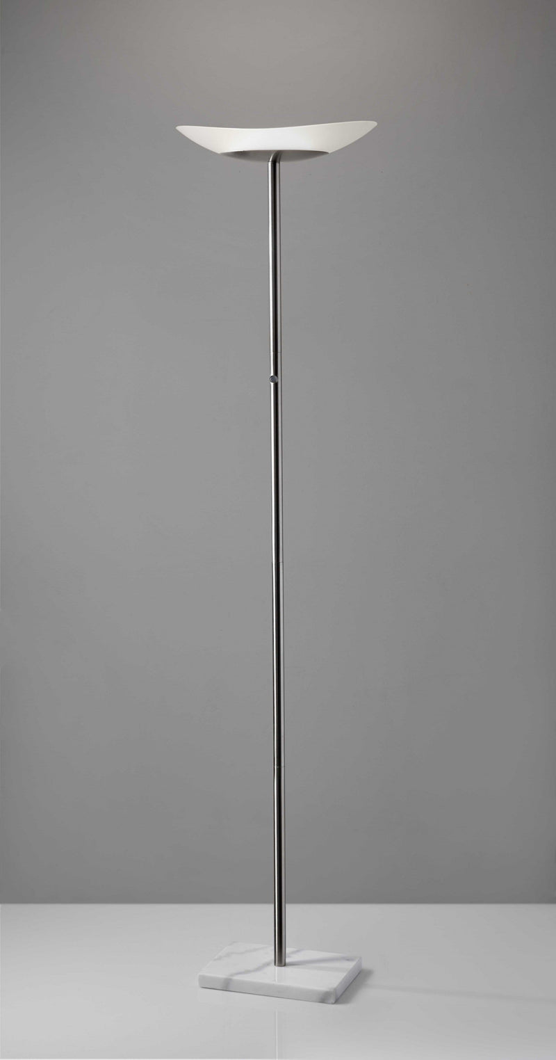 Torchiere Lamp - 16" X 16" X 71" Brushed steel Metal LED Torchiere