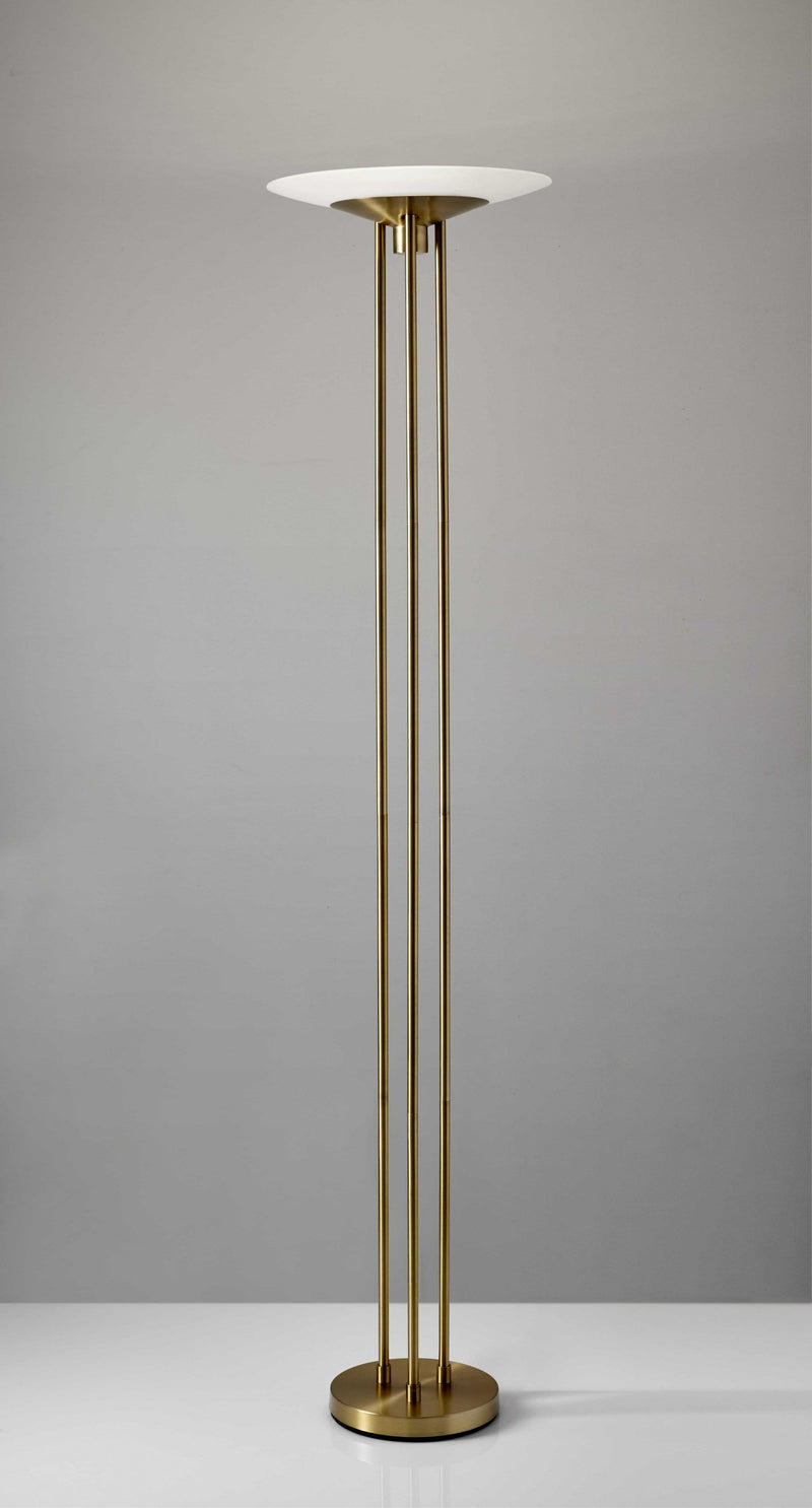 Torchiere Lamp - 16" X 16" X 71" Brass Metal LED Torchiere