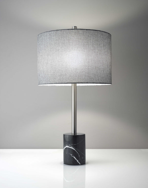 Cool Table Lamps - 15" X 15" X 28" Brushed Steel Marble Table Lamp