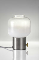 Table Lamps - 8" X 8" X 12" Brushed Steel Glass Table Lamp