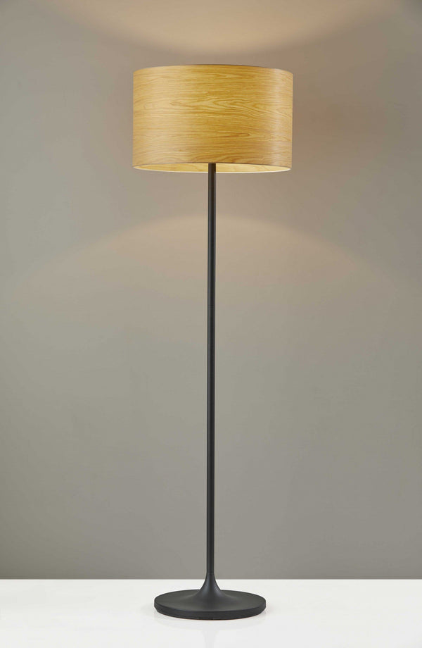 Smart Lamp - 17.75" X 17.75" X 59.5" Black Metal Floor Lamp