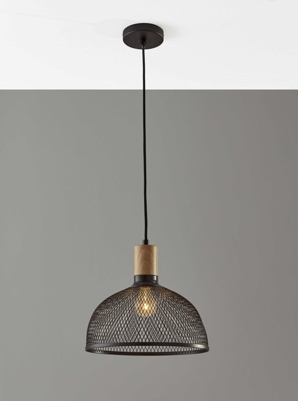 Black Pendant Light - 13.25" X 13.25" X 11.5" Black Metal Large Pendant