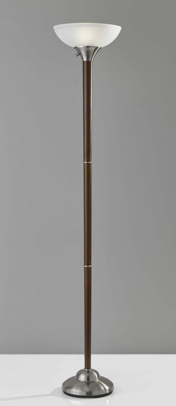 Torchiere Lamp - 13.75" X 13.75" X 71" Walnut Metal 300W Torchiere