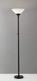 Torchiere Lamp - 14" X 14" X 73" Black Metal 300W Torchiere