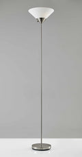 Torchiere Lamp - 14" X 14" X 73" Brushed steel Metal 300W Torchiere