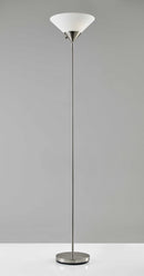 Torchiere Lamp - 14" X 14" X 73" Brushed steel Metal 300W Torchiere