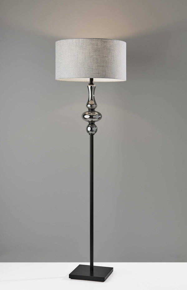 Decorative Lamps - 19" X 19" X 65.5" Black Metal Glass Fabric Floor Lamp