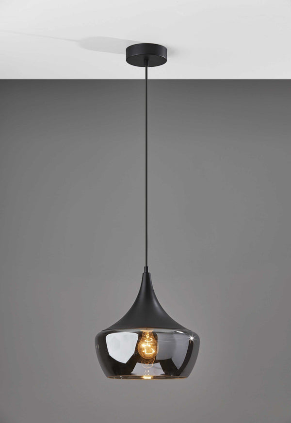 Black Pendant Light - 12" X 12" X 12" Black Metal Pendant