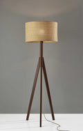 Decorative Lamps - 18.5" X 18.5" X 59" Walnut Wood Floor Lamp