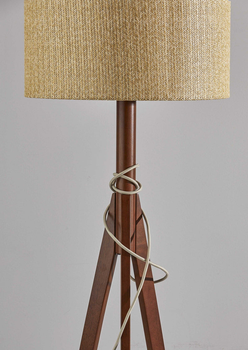 Decorative Lamps - 18.5" X 18.5" X 59" Walnut Wood Floor Lamp