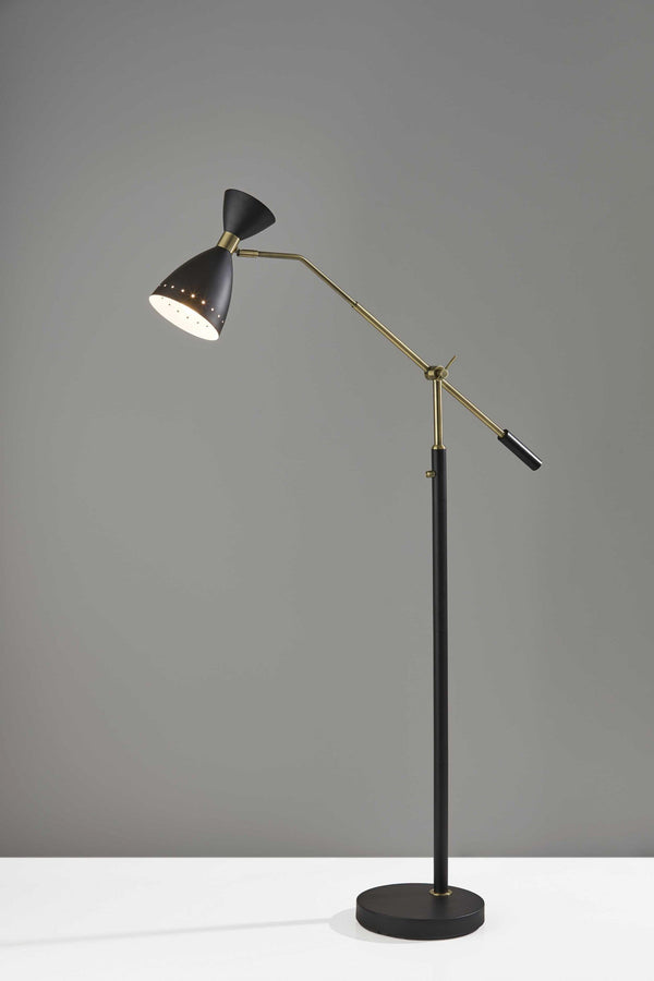 Light Lamp - 11" X 43"  X 66"  Black Metal Adjustable Floor Lamp