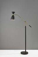 Light Lamp - 11" X 43" X 66" Black Metal Adjustable Floor Lamp