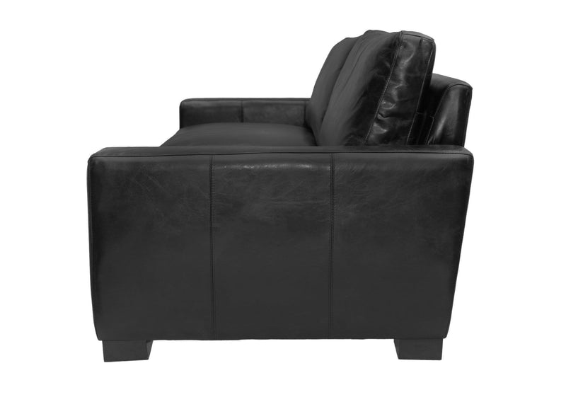 Modern Leather Sofa - 42" X 96" X 34" Black Full Leather Sofa 3 Seater