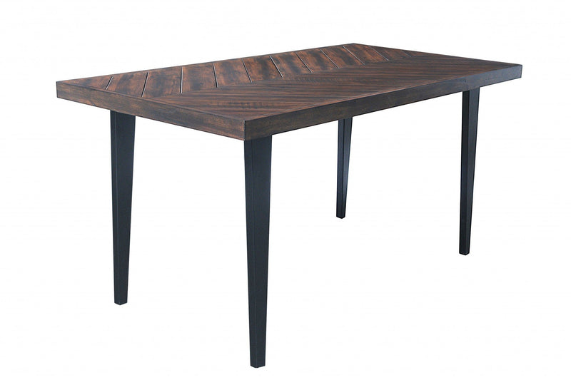 Kitchen and Dining Room Tables - 38" X 72" X 36" Tobacco Acacia Wood Metal Rectangle Counter Height Dining Table