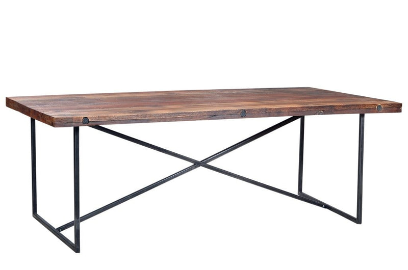 Kitchen and Dining Room Tables - 35" X 64" X 29" Black Recycled Reclaimed Wood Dining Table