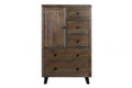 Bedroom Chest of Drawers - 18" X 35" X 57" Brown Pine Wood And Mdf Chest