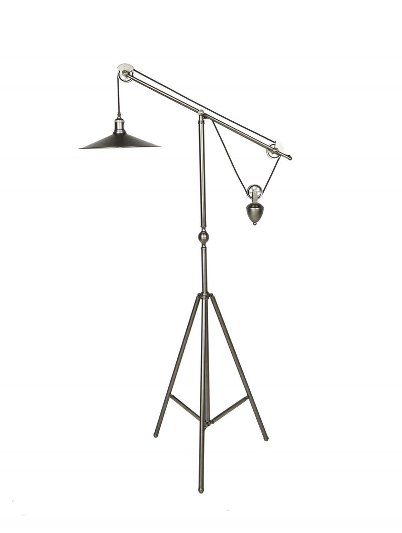 Light Lamp - 14" X 30" X 65" Brass Metal Floor Lamp