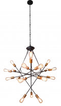 Light Lamp - 36" X 36" X 40" Black Metal Pendant Lamp