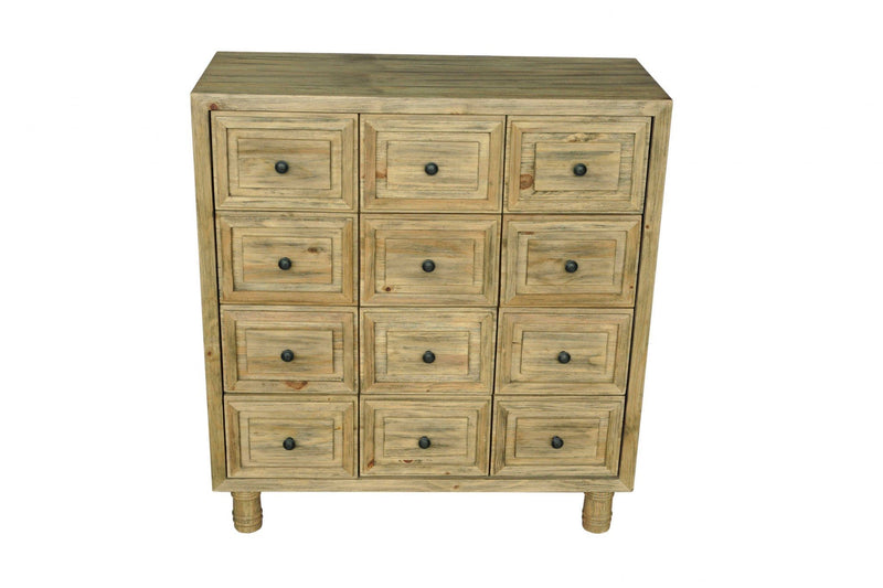 Bedroom Chest of Drawers - 18" X 43" X 47" Dark Brown Pine Wood Chest