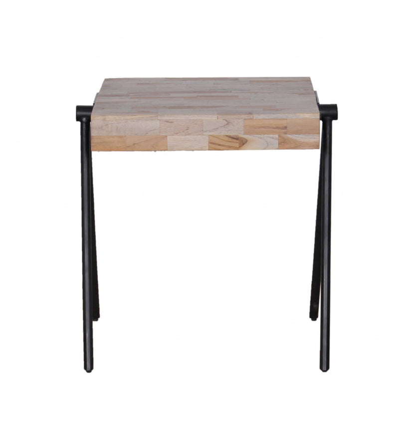 Wooden Side Table - 16" X 16" X 20" Multi Wood Metal Side Table