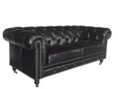 Modern Leather Sofa - 36" X 76" X 30" Black Leather Sofa 2 Places