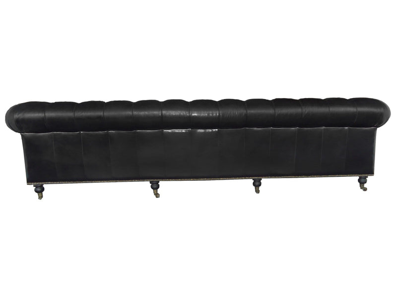 Modern Leather Sofa - 36" X 118" X 30" Black Leather Sofa 4 Places