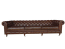 Modern Leather Sofa - 36" X 118" X 30" Brown Leather Sofa 4 Places