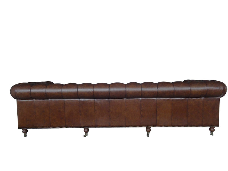 Modern Leather Sofa - 36" X 118" X 30" Brown Leather Sofa 4 Places