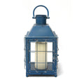 Blue Lantern - 7.5" X 15.25" X 7.5" Blue Metal Lighthouse Lantern