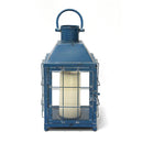 Blue Lantern - 7.5" X 15.25" X 7.5" Blue Metal Lighthouse Lantern