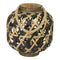 Black Lantern - 11" X 11" X 11.75" Black Brown 8 Bamboo 1 Wood Woven Lantern