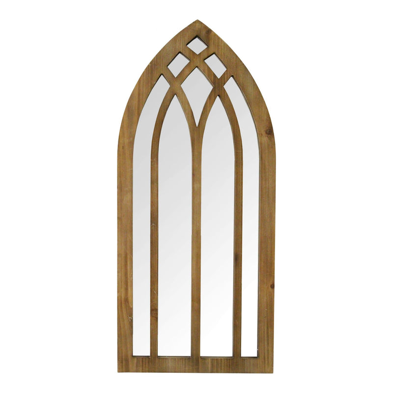 Decorative Mirrors - 15.75" X 1" X 36" Natural Wood Mdf With Wood Veneer Glass Mdf Wall Mirror