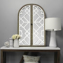 Decorative Mirrors - 27" X 1.5" X 42" White Brown 69% Wood Glass 1% Metal Wall Mirror