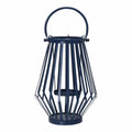 Blue Lantern - 9" X 9" X 12" Blue Metal Lantern