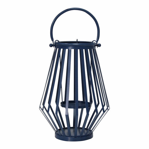 Blue Lantern - 9" X 9" X 12" Blue Metal Lantern