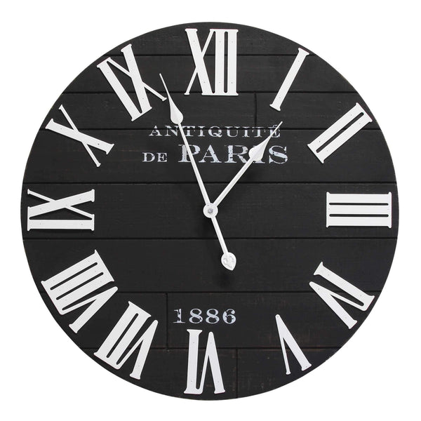 Decorative Wall Clocks - 24" X 2" X 24" Black Mdf Metal Wall Clock