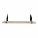 Black Shelf - 28" X 7" X 7" Natural Black 8 Wood 1 Metal Wood Shelf